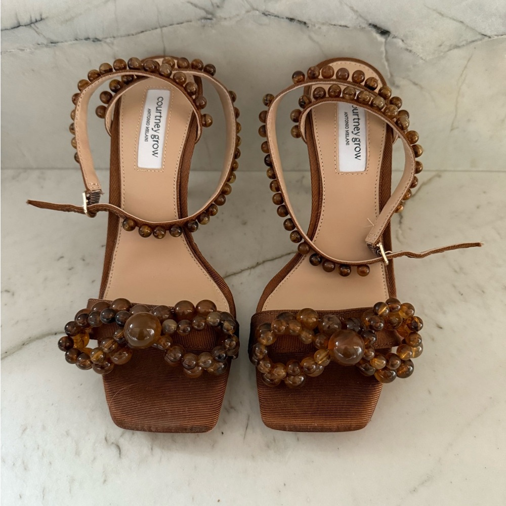 Brown Beaded Sandals